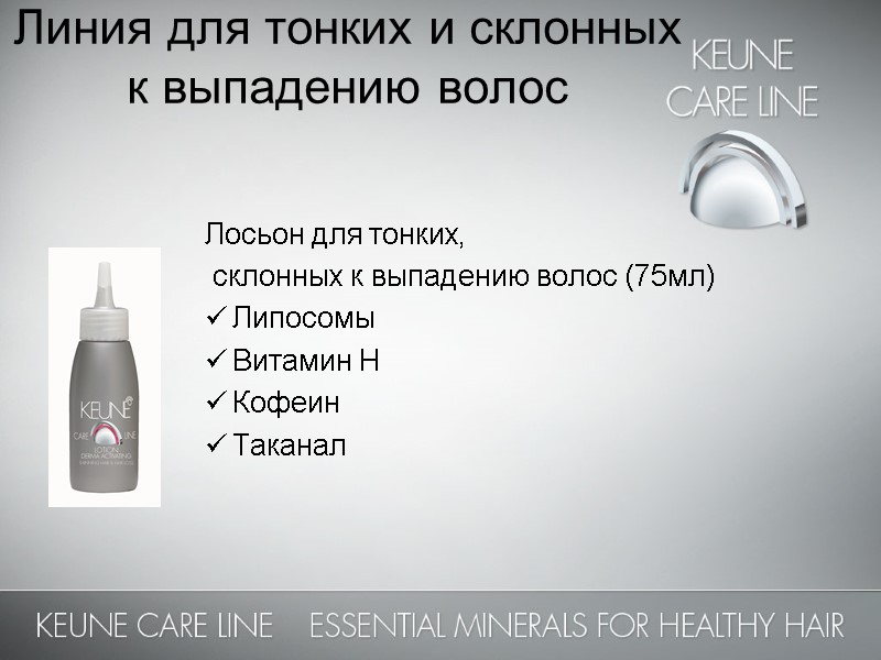 Линия для тонких и склонных к выпадению волос   Лосьон для тонких, 